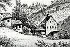 Tegernheimer Keller um 1830 (linkes Gebäude)